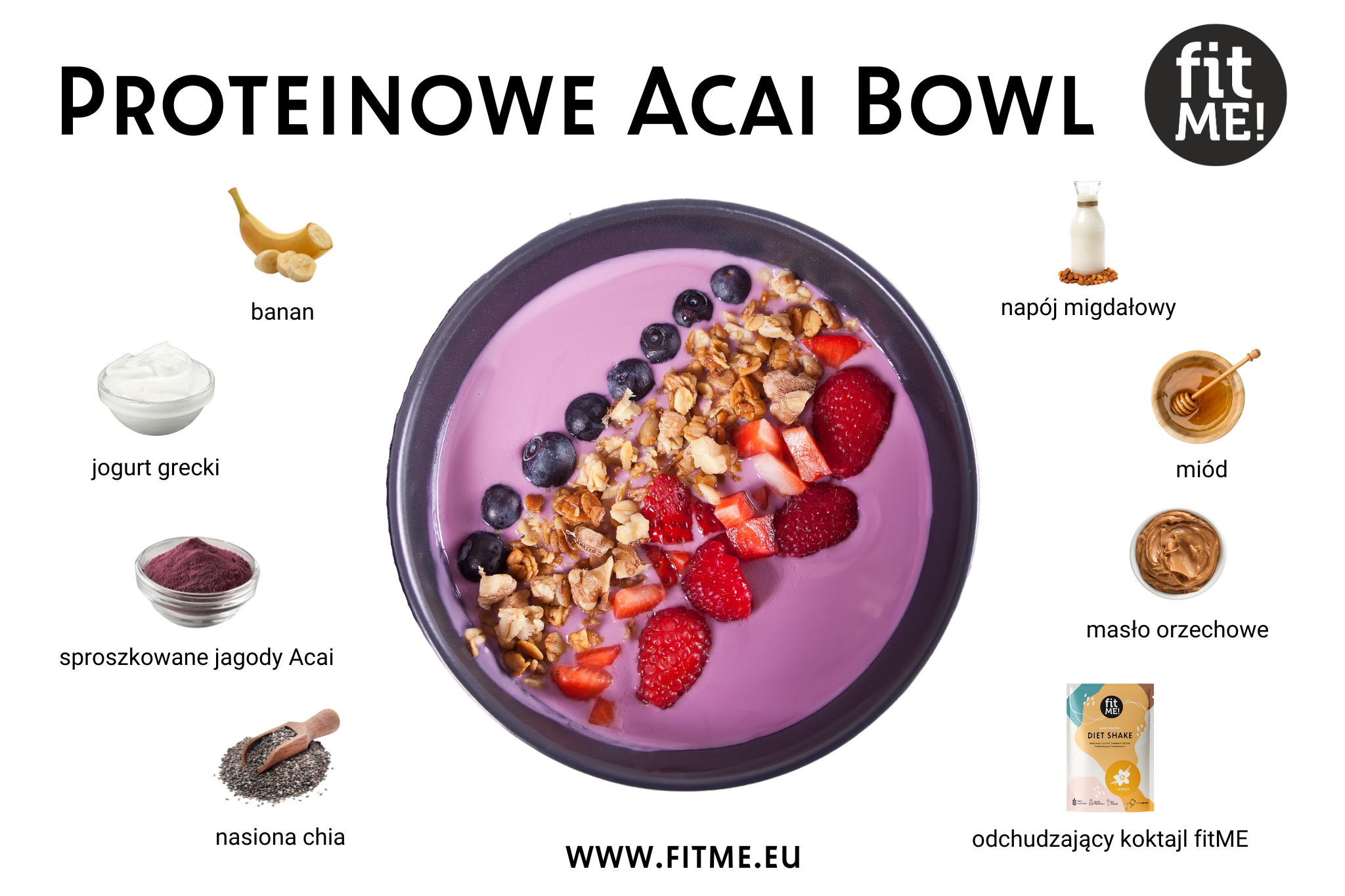 Proteinowe Acai Bowl to doskonały sposób na zaczęcie dnia pełnym energii i dostarczenie organizmowi wartościowego białka. Głównym składnikiem tego zdrowego dania jest sproszkowane Acai, które nie tylko wzbogaca bowl o antyoksydanty, ale również dodaje charakterystyczny smak. Kombinacja dwóch łyżek Acai z jednym świeżym bananem tworzy bazę o kremowej konsystencji, a jednocześnie dostarcza niezbędnych składników odżywczych.